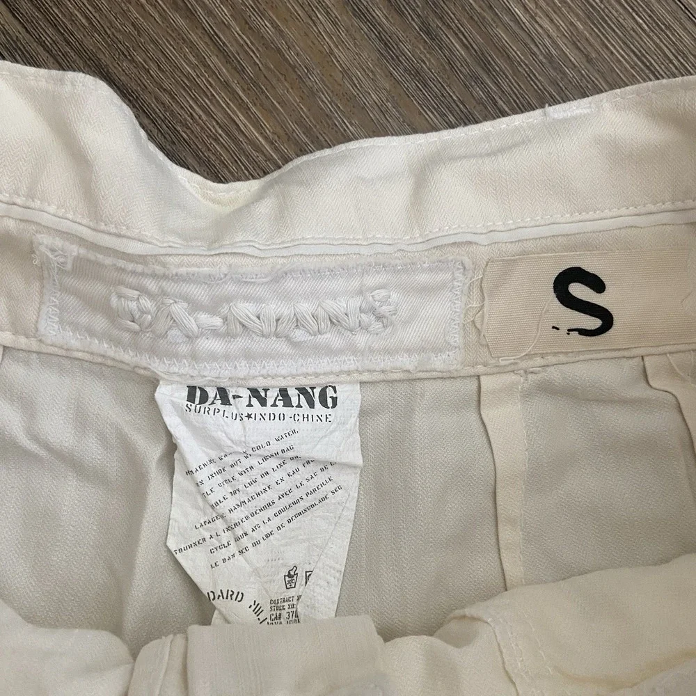 Da-Nang Cream Eyelet Sequins Silk Cotton Cargo Shorts Size Small S